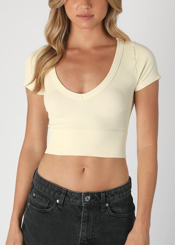Kara V-neck Top | Buttercream