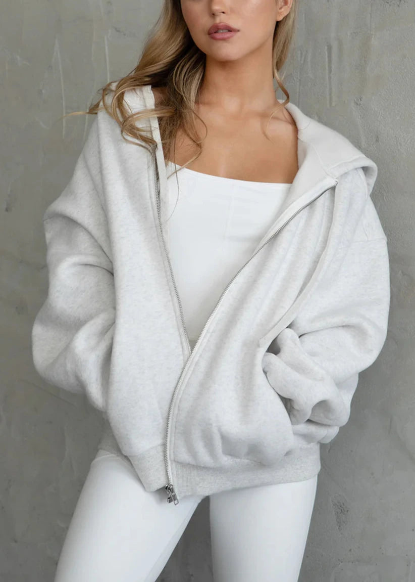 Lani Zip Hoodie | Heather White