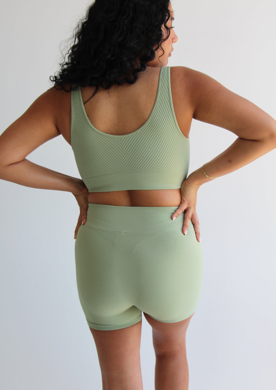 Tustin Bralette + Biker Shorts 2 Piece Set | Basil