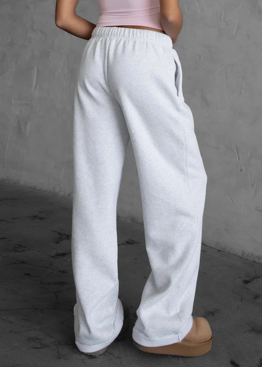 Lani Wide Leg Sweatpants | Heather White
