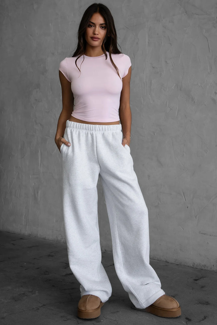 Lani Wide Leg Sweatpants | Heather White