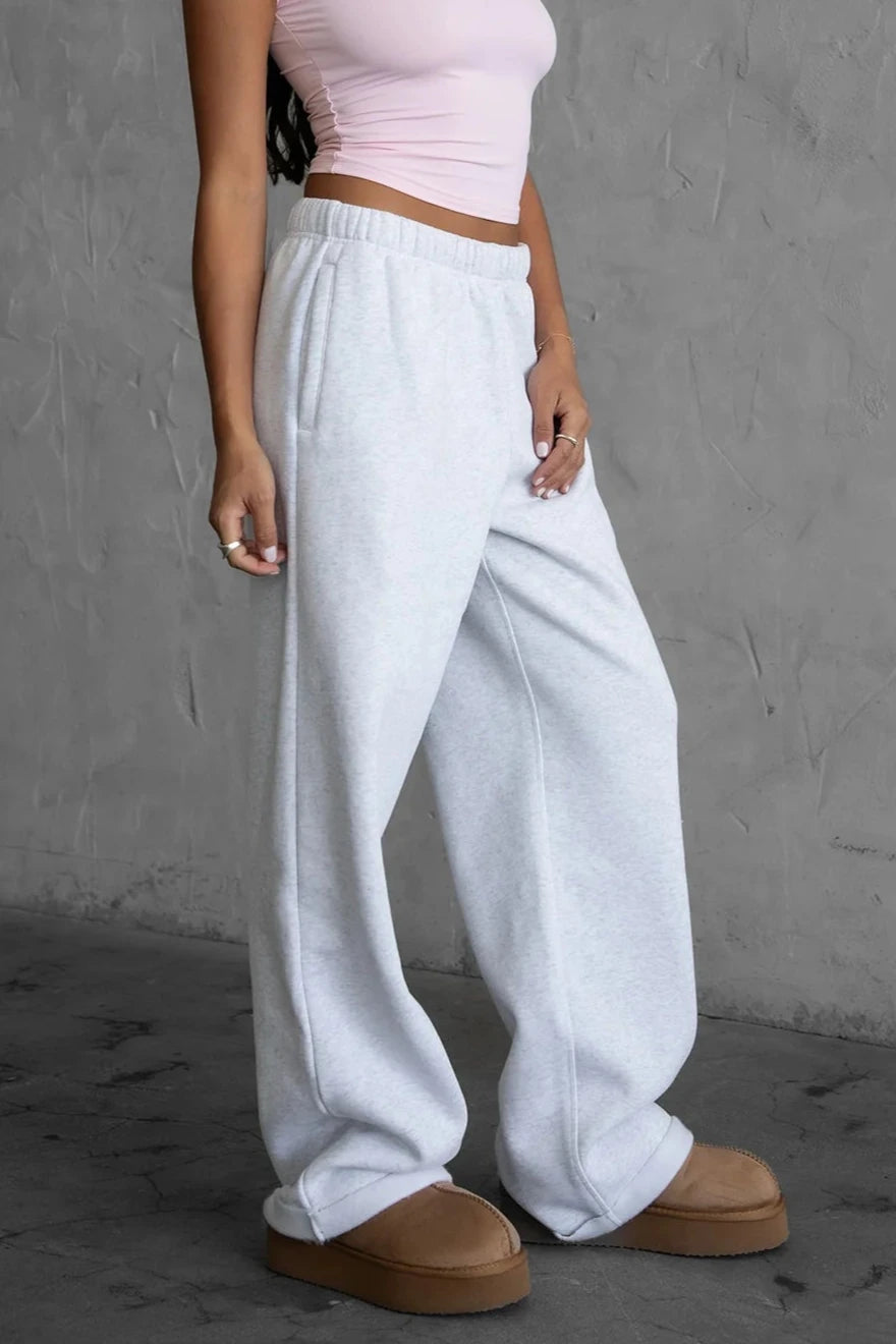 Lani Wide Leg Sweatpants | Heather White